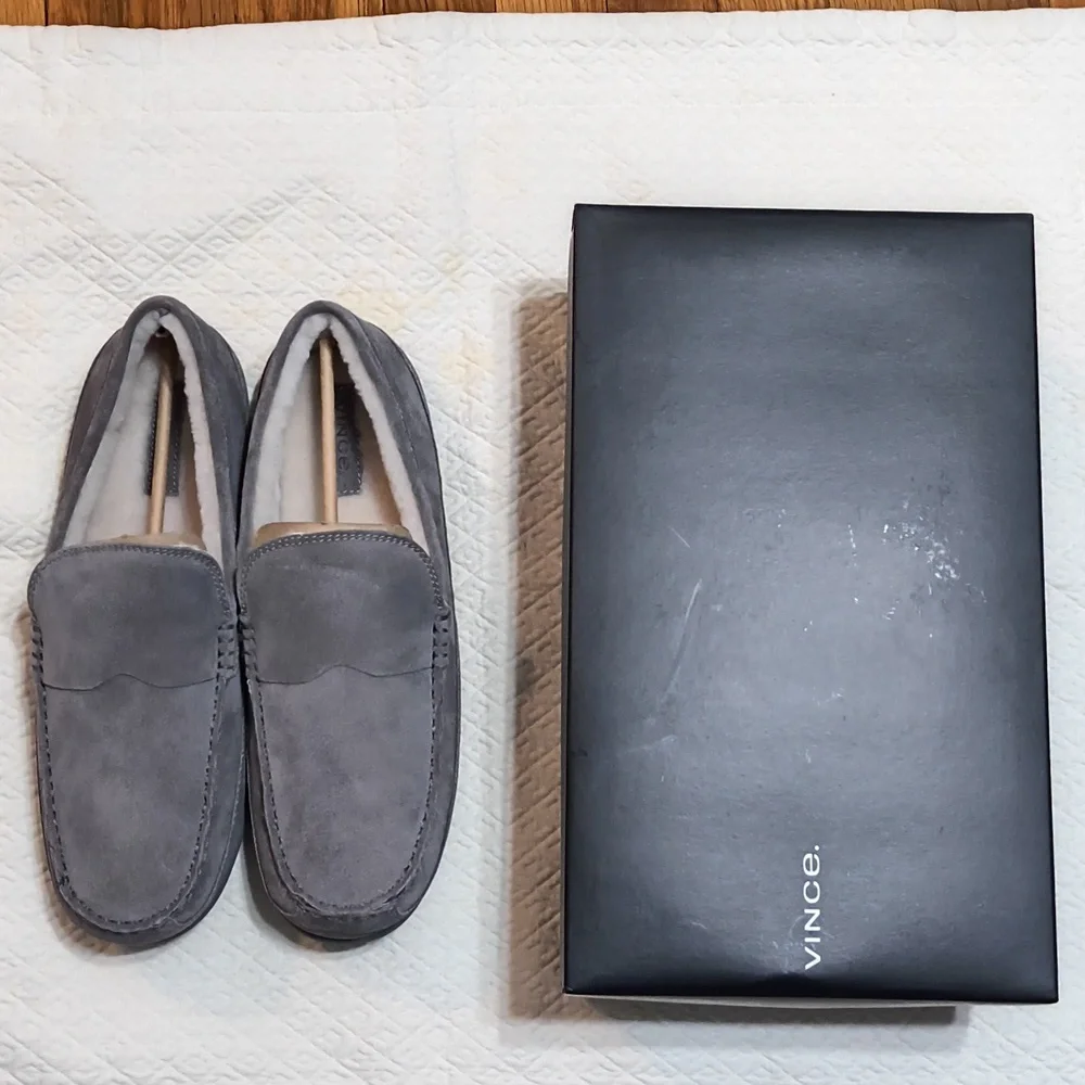 Vince Gibson Shearling Lined Moc Toe Slippers